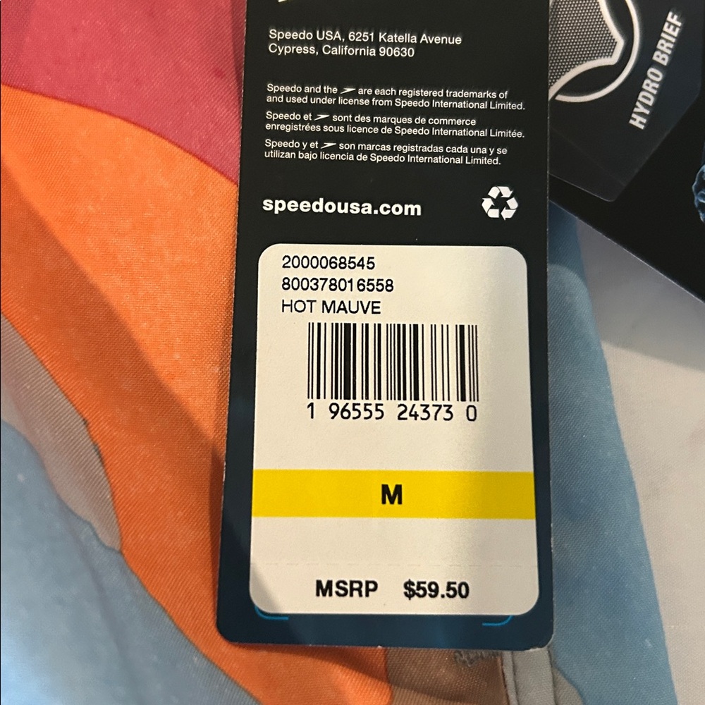 NWT Speedo Swim Trunks Size M Hydro Brief Lined 4-Way Stretch Comfort - Picture 5 of 8
